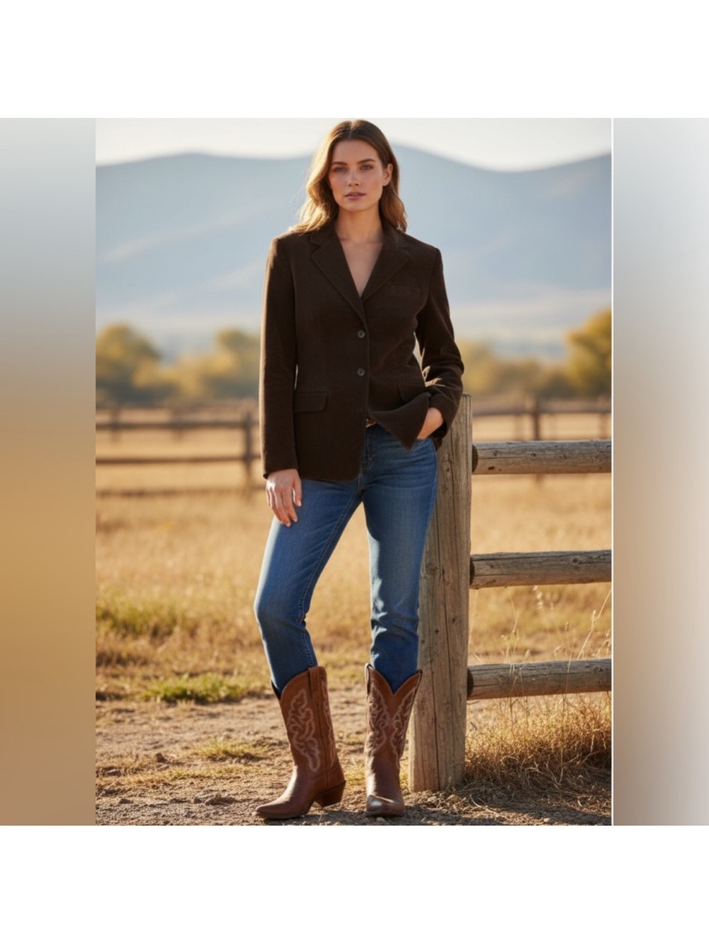 Rafaella Brown Corduroy Blazer Jacket Women’s Size 14 Classic Career Fall